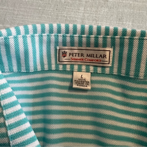 Peter Millar Light Blue Striped Polo Shirt - Picture 5 of 9